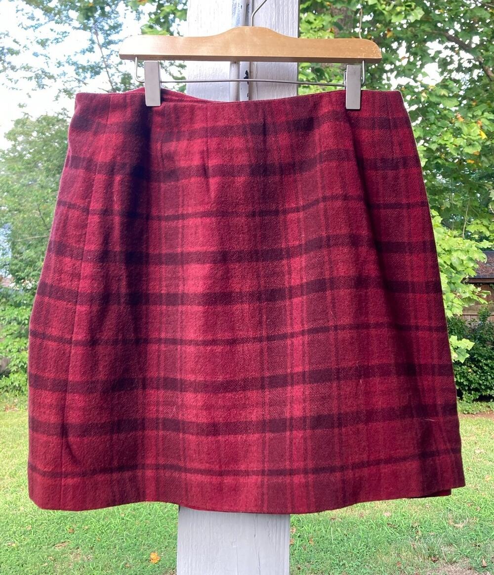 Style & Co. - Preppy 90s Grunge Whimsigoth Burgundy Tartan Wrap Mini Skirt - 10P
